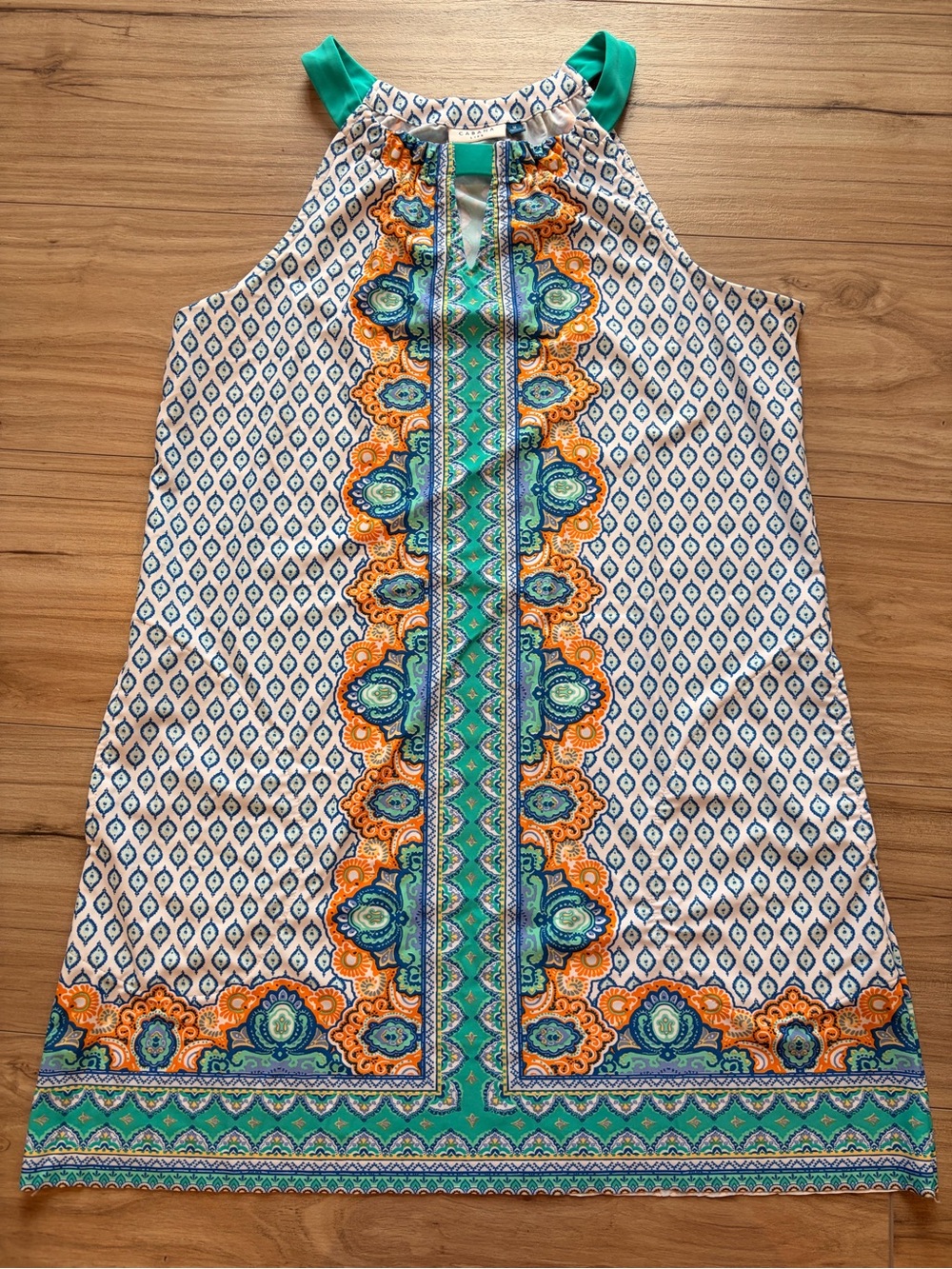 Cabana Life Blue Green Orange Printed Shift Dress Medium